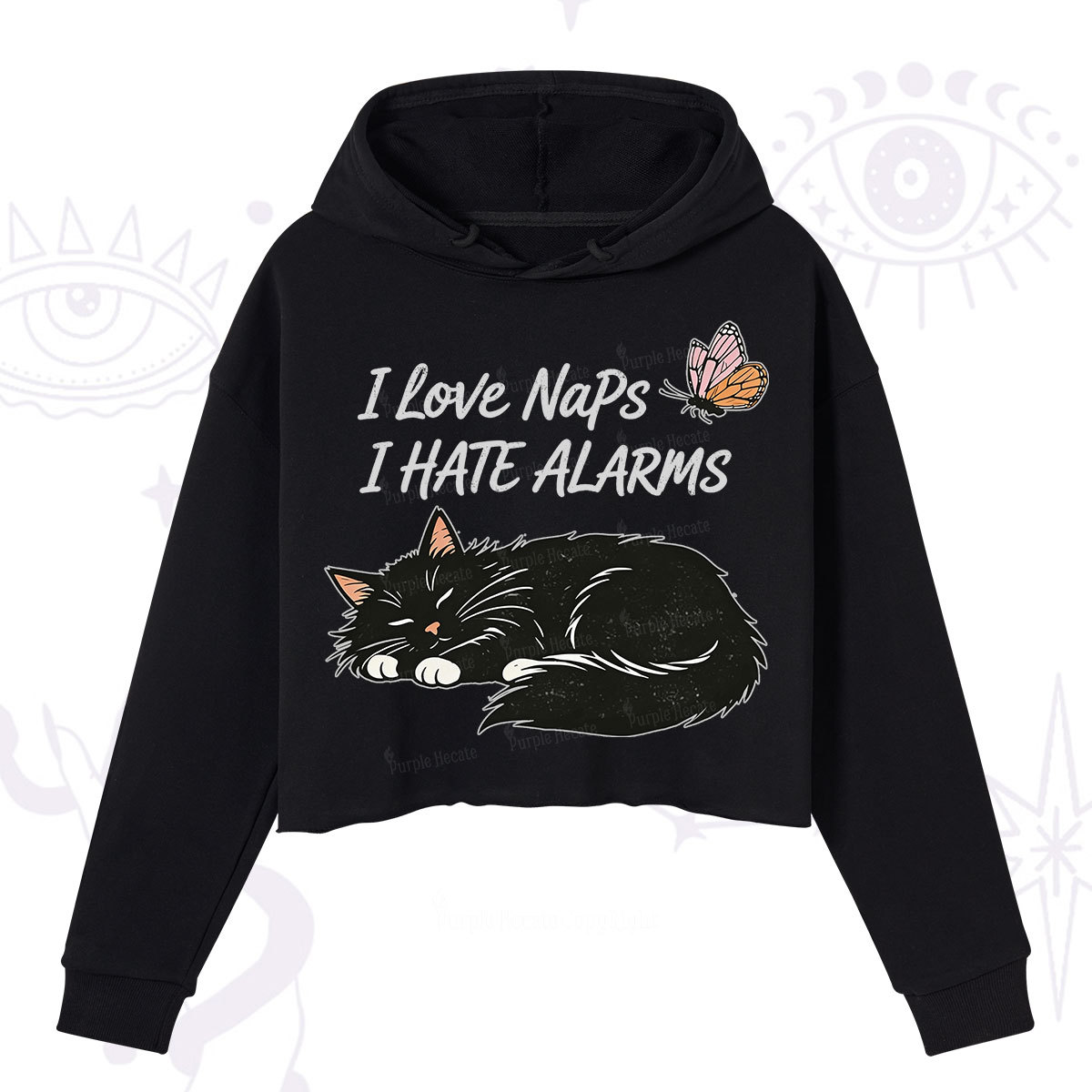 Purplehecate I Love Naps I Hate Alarms Crop Hoodie