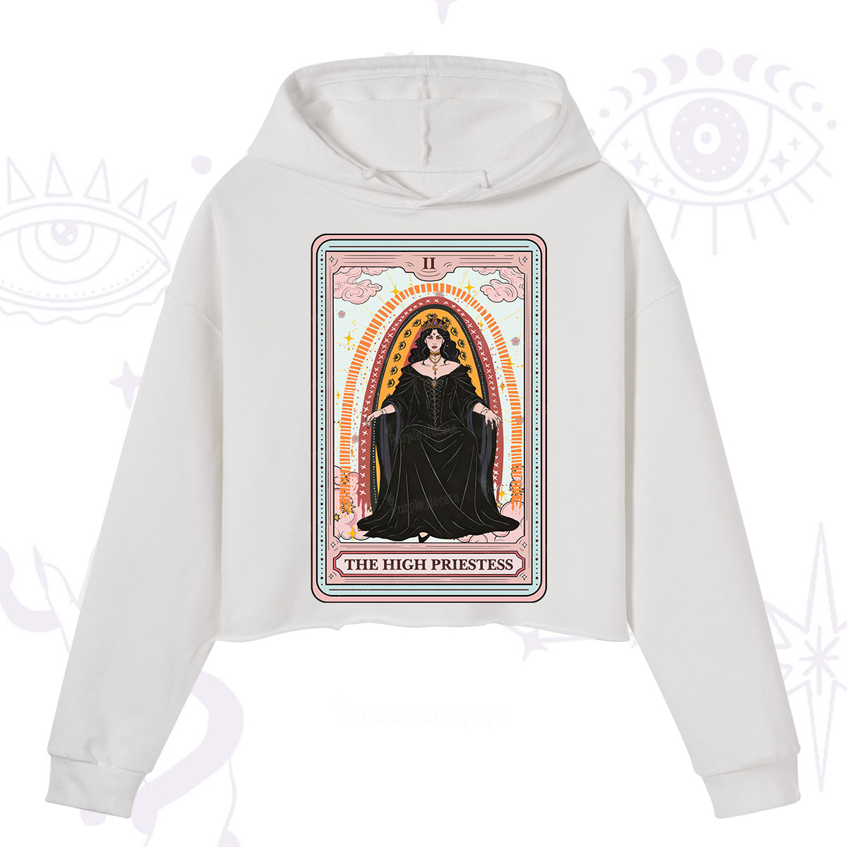 Purplehecate The High Priestess Tarot Crop Hoodie