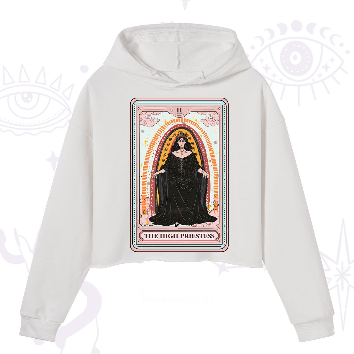 Purplehecate The High Priestess Tarot Crop Hoodie