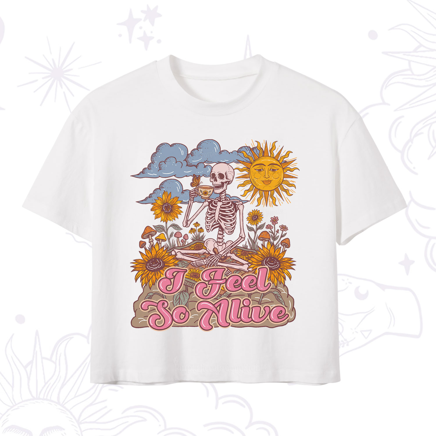 Purplehecate I feel So Alive Dancing Sarcastic Skeleton Crop T-Shirt