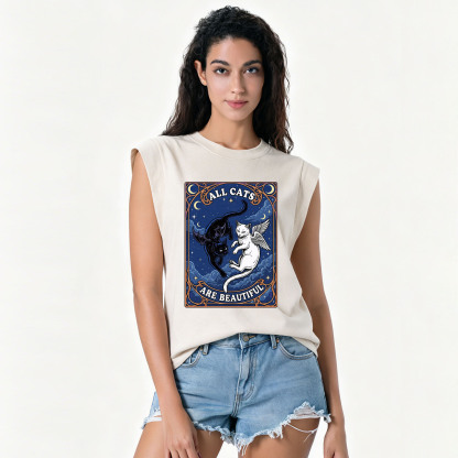 Purplehecate Angel & Devil Cat Vintage Washed Tank