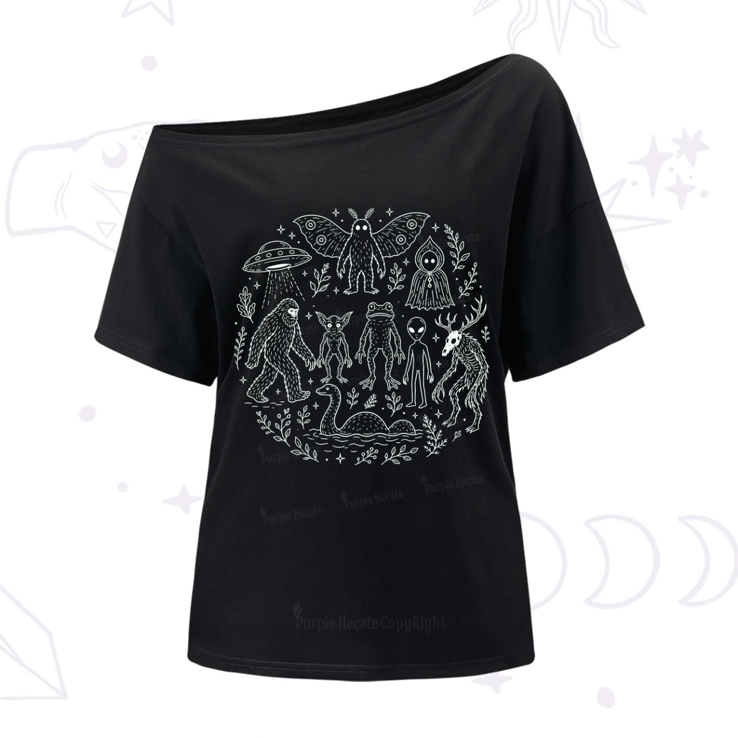 Purplehecate Respect the Locals Cryptid One Shoulder T-Shirt
