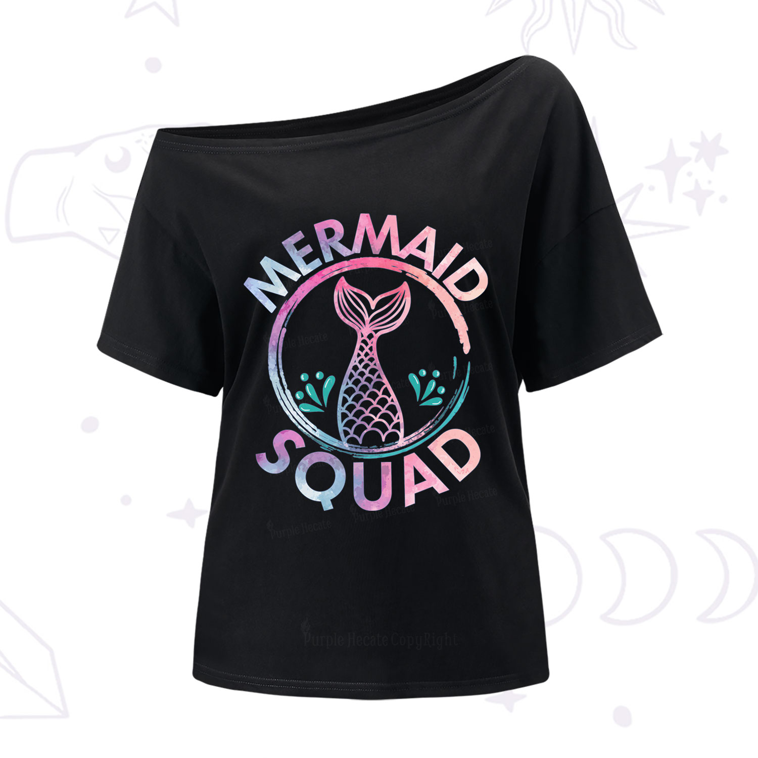 Purplehecate Mermaid Squad One Shoulder T-Shirt