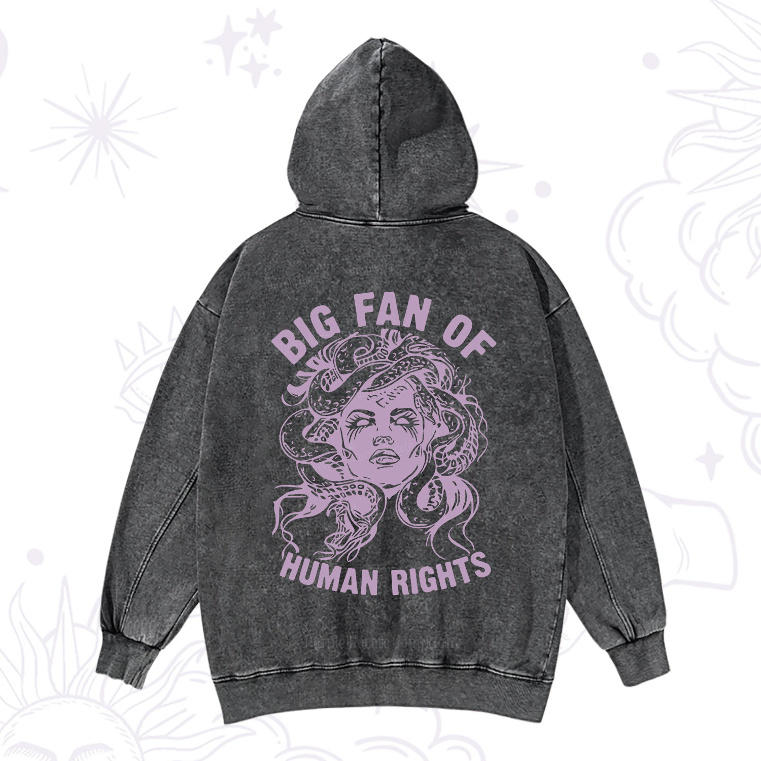 Purplehecate Big Fan of Human Rights Washed Hoodie