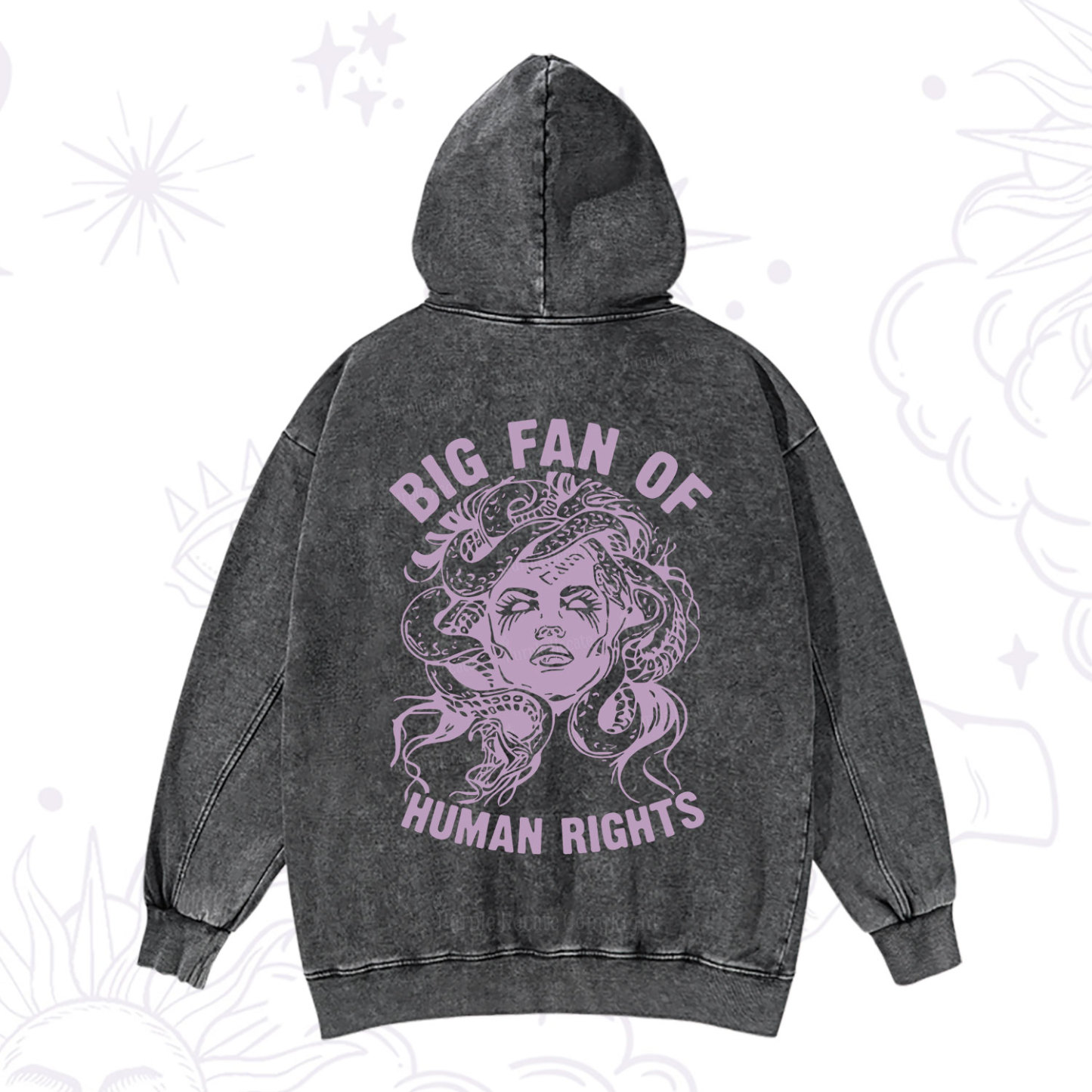 Magic Purplehecate Big Fan of Human Rights Washed Hoodie
