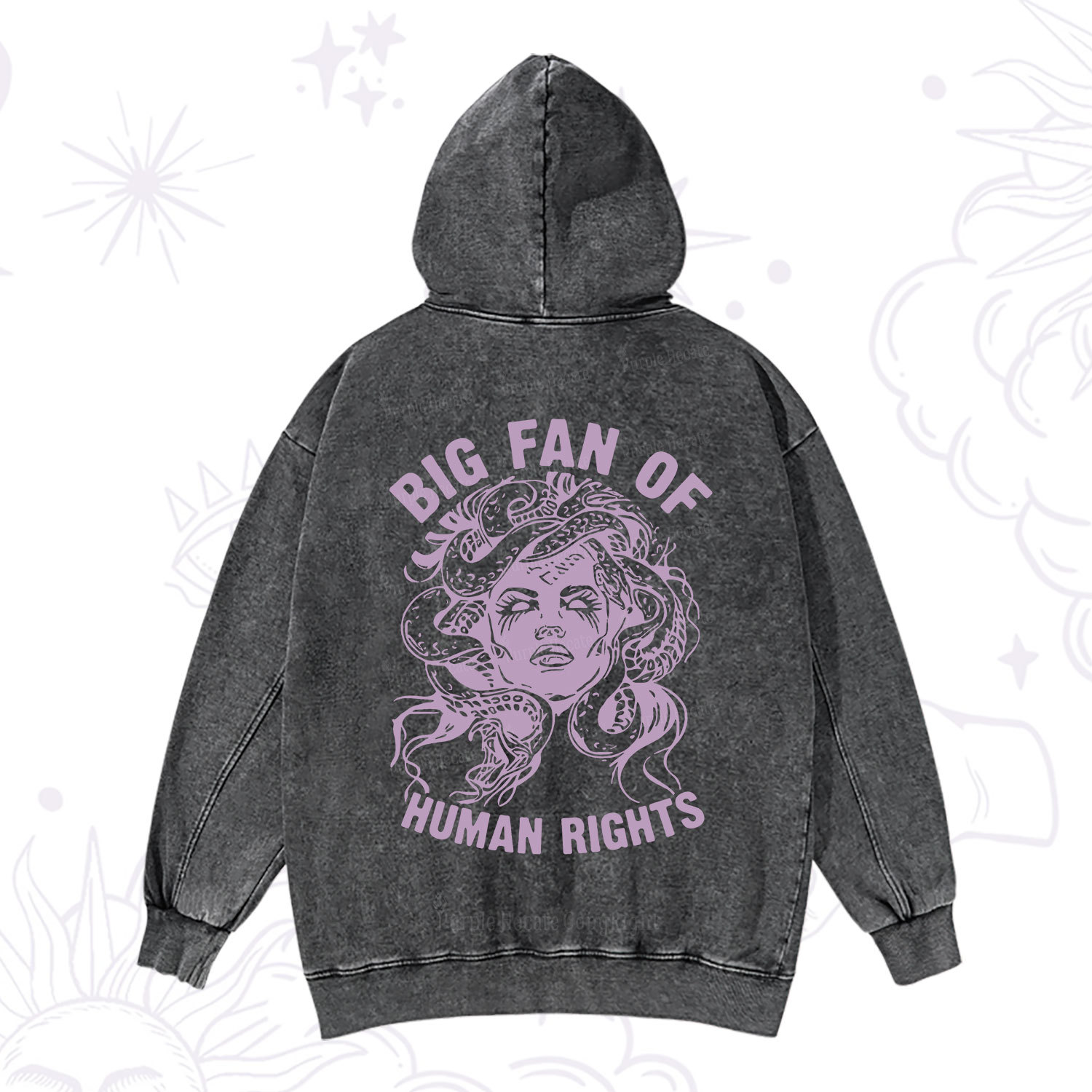 Magic Purplehecate Big Fan of Human Rights Washed Hoodie