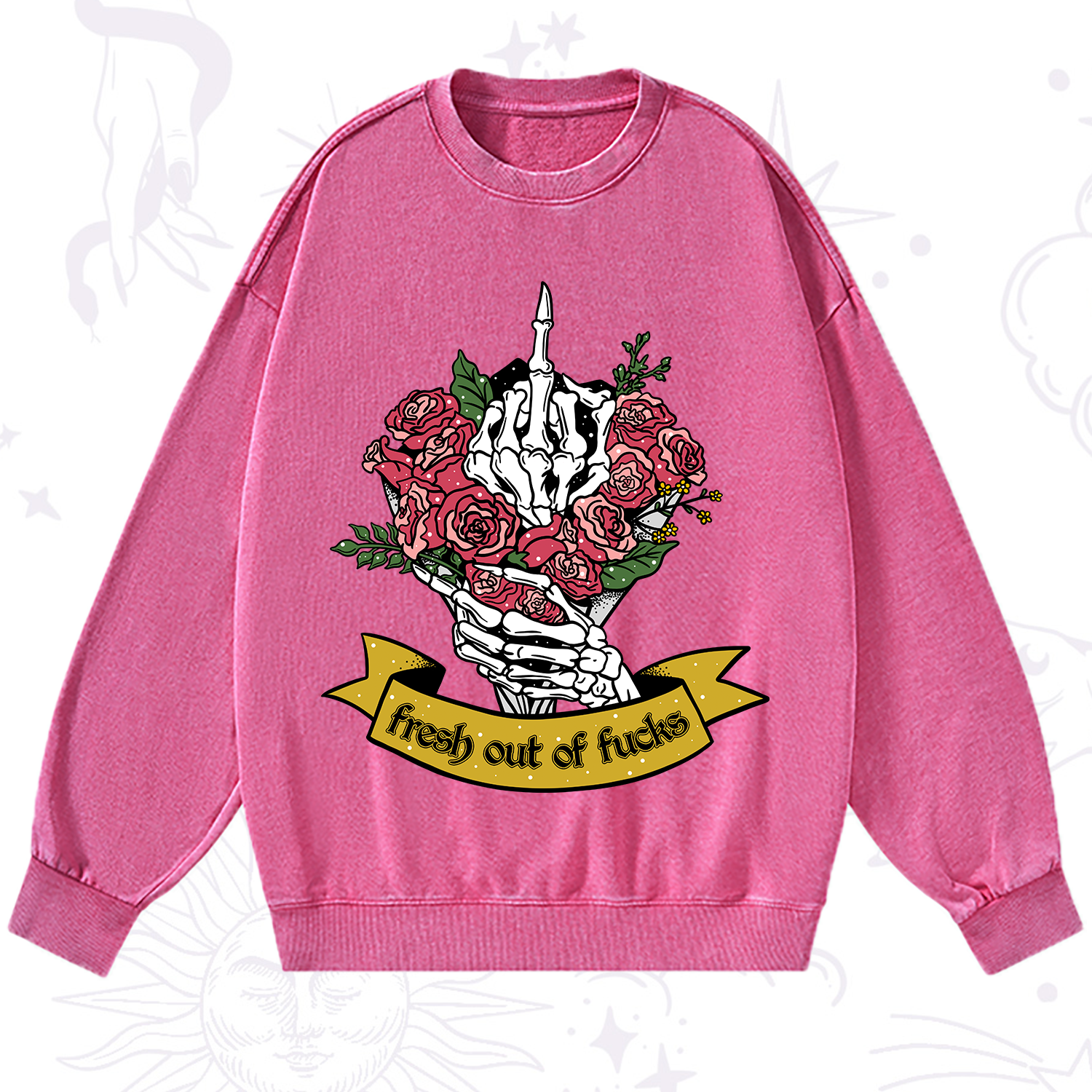 Purplehecate Fresh Out Of Fucks Washed Sweatshirt