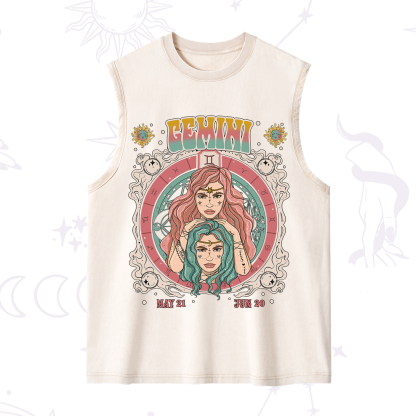 Purplehecate Gemini Cosmic Zodiac Washed Tank