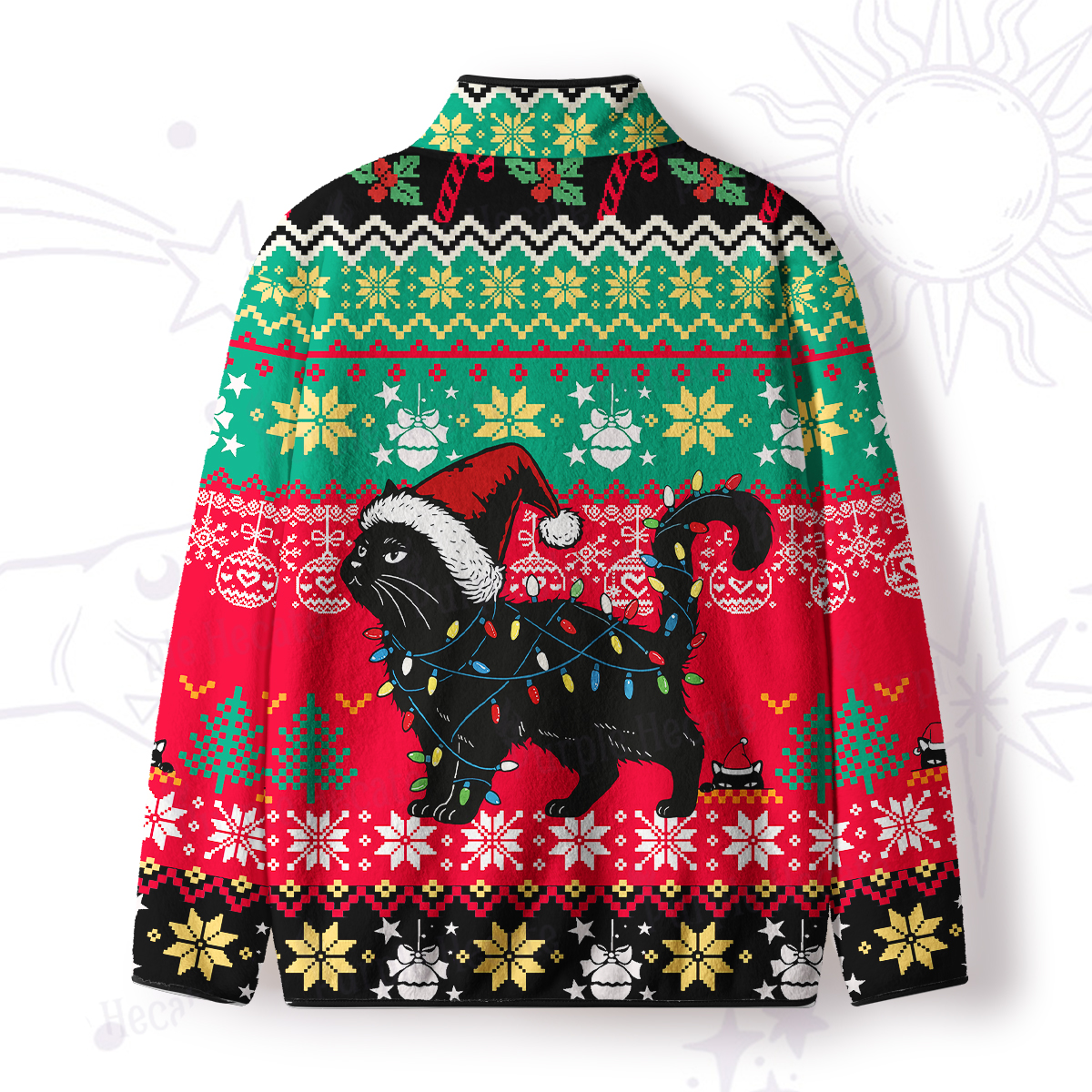 Purplehecate Cute Cat Christmas Full Zip Fleece Jacket