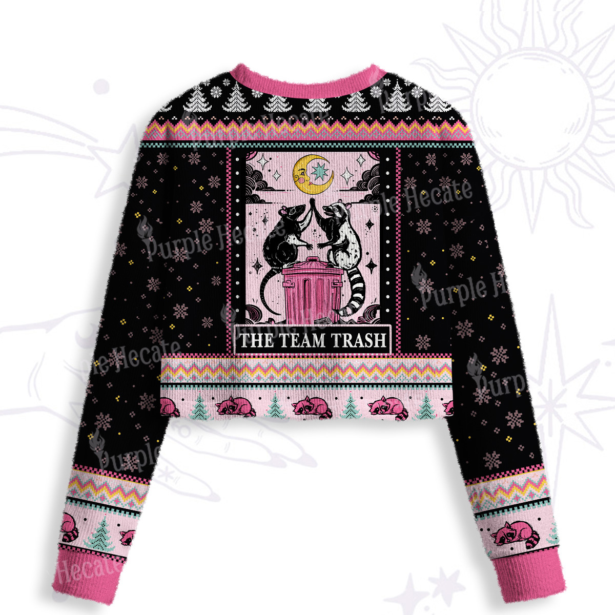 Purplehecate The Team Trash Opossum Crop Fuzzy Ugly Sweatshirt