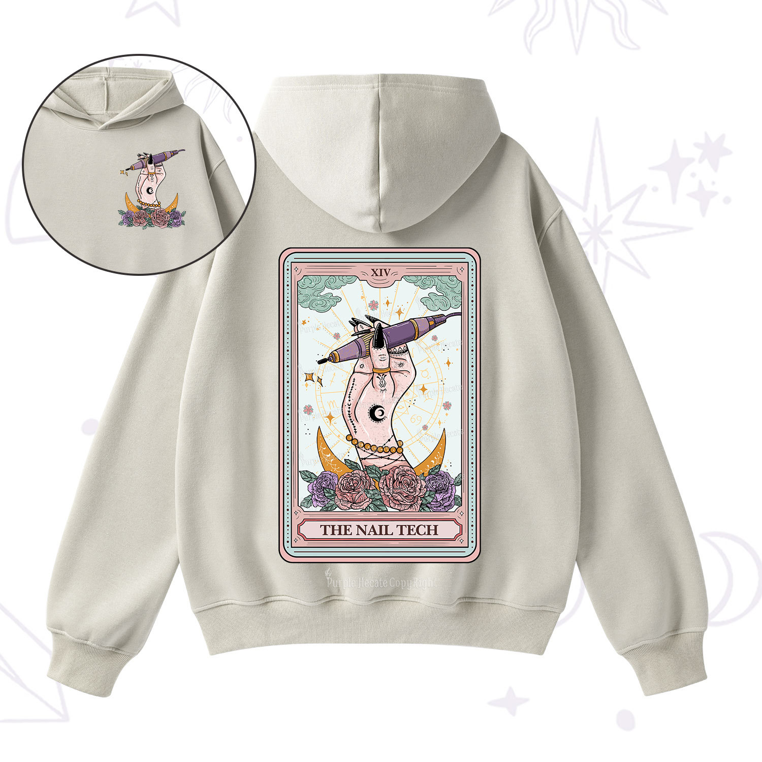 Purplehecate The Nail Tech Tarot Card Fleece Hoodie Suit