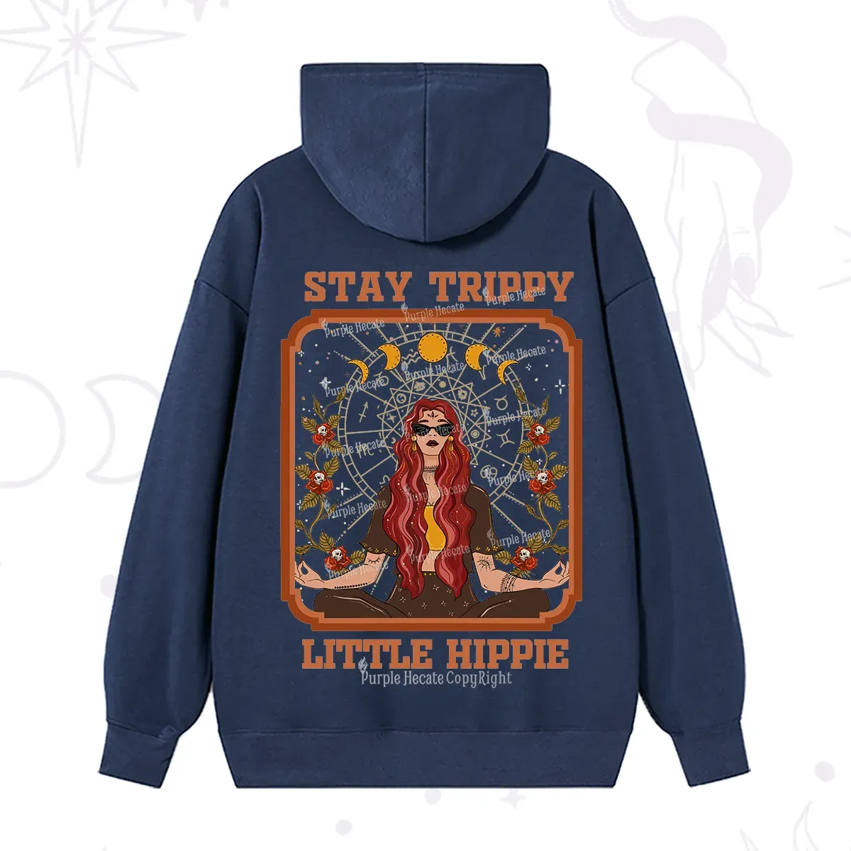 Purplehecate Stay Trippy Little Witchy Hippie Hoodie