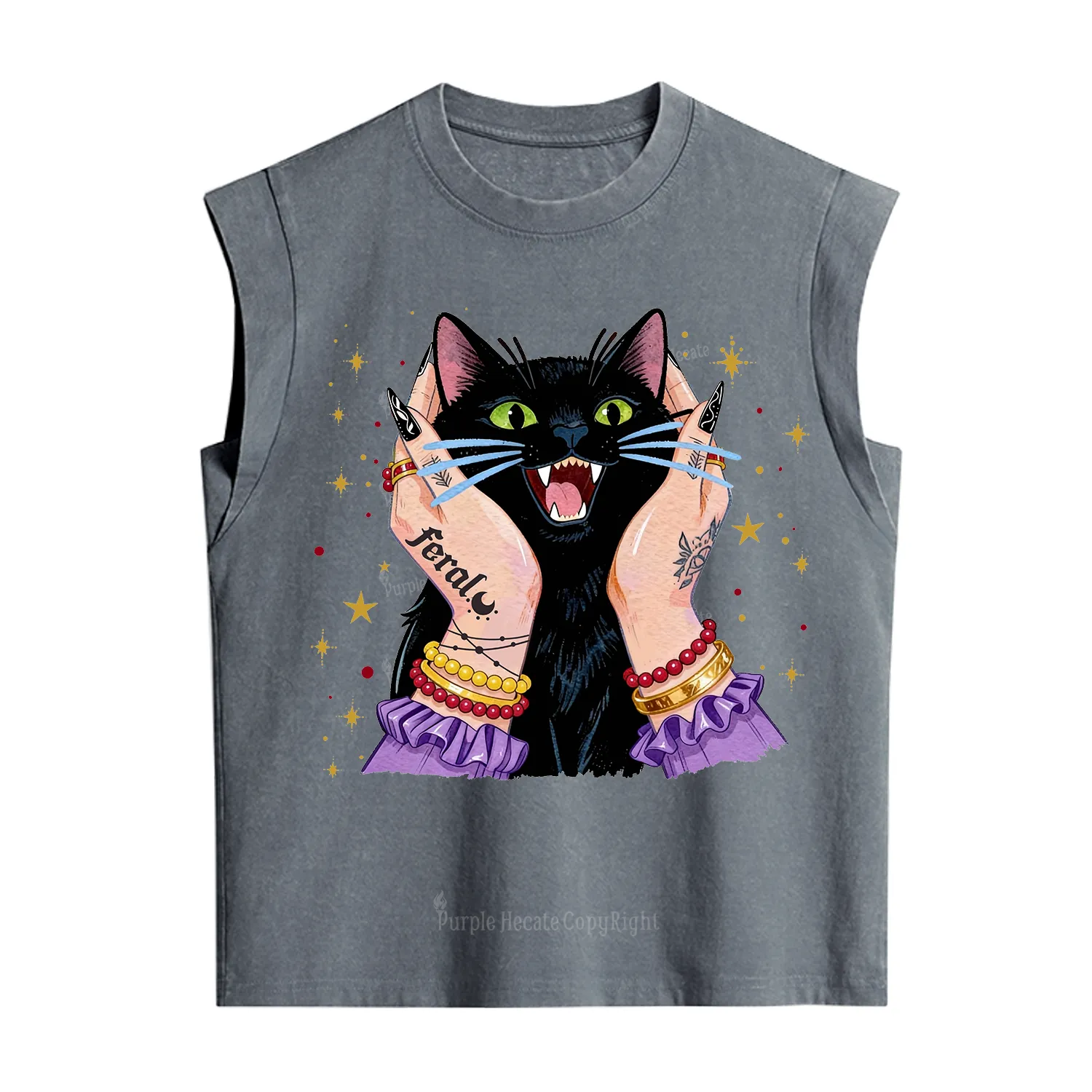 Purplehecate Feral Cat Magic Vintage Washed Tank