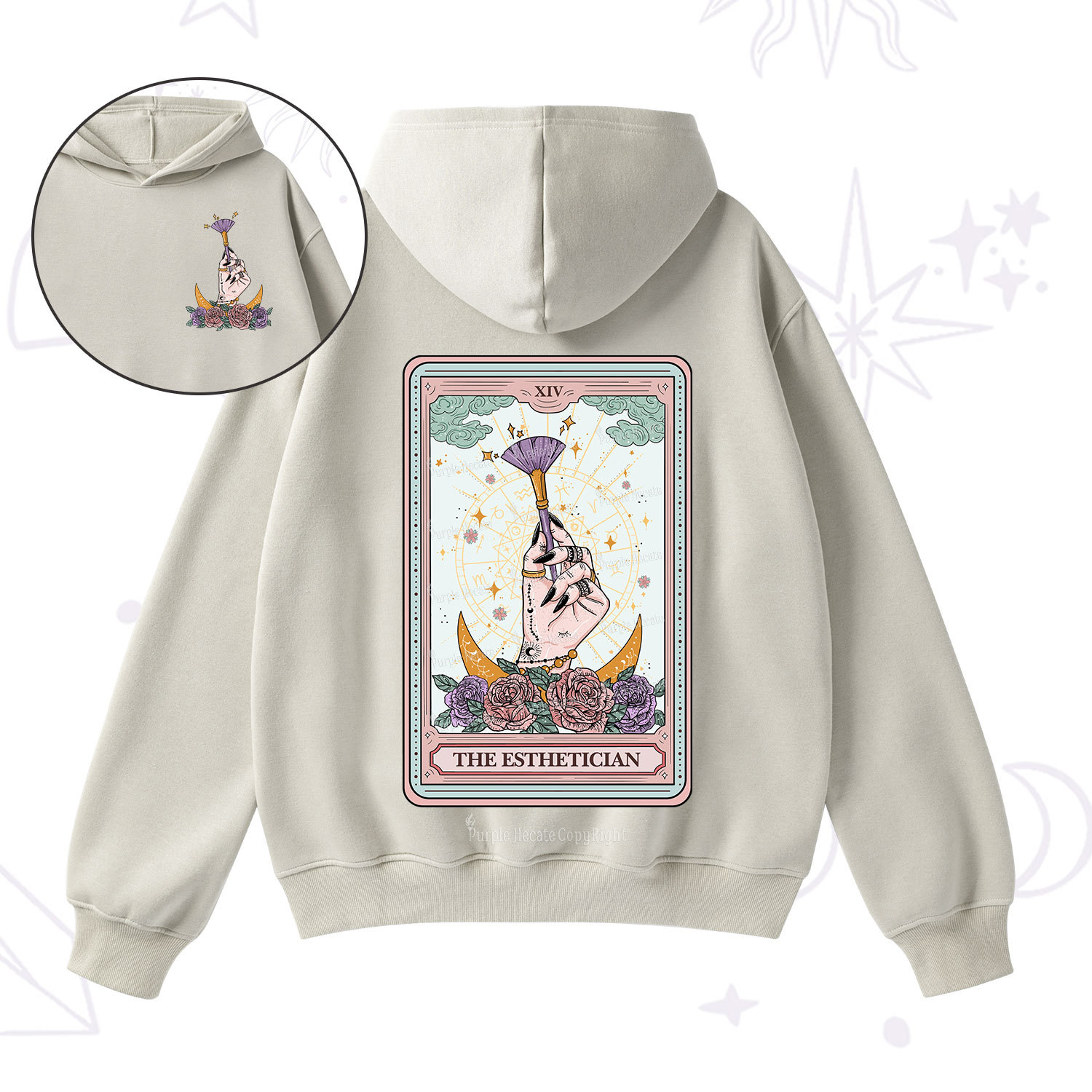 Purplehecate The Esthetician Tarot Card Fleece Hoodie Suit