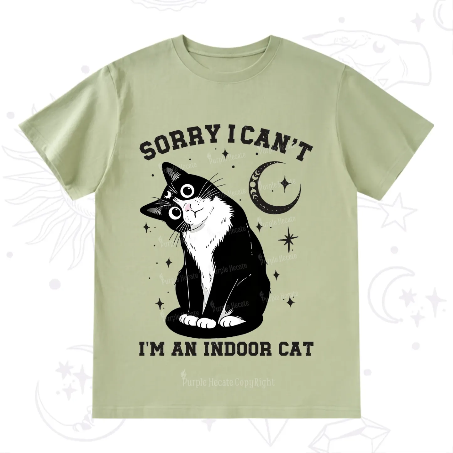 Purplehecate Sorry I Can't Go I'm an Indoor Cat T-Shirt