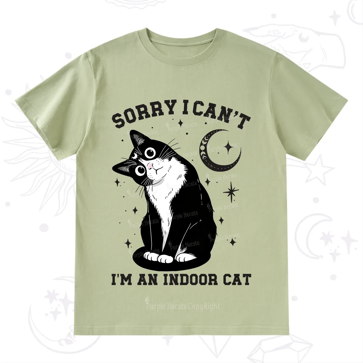 Purplehecate Sorry I Can't Go I'm an Indoor Cat T-Shirt