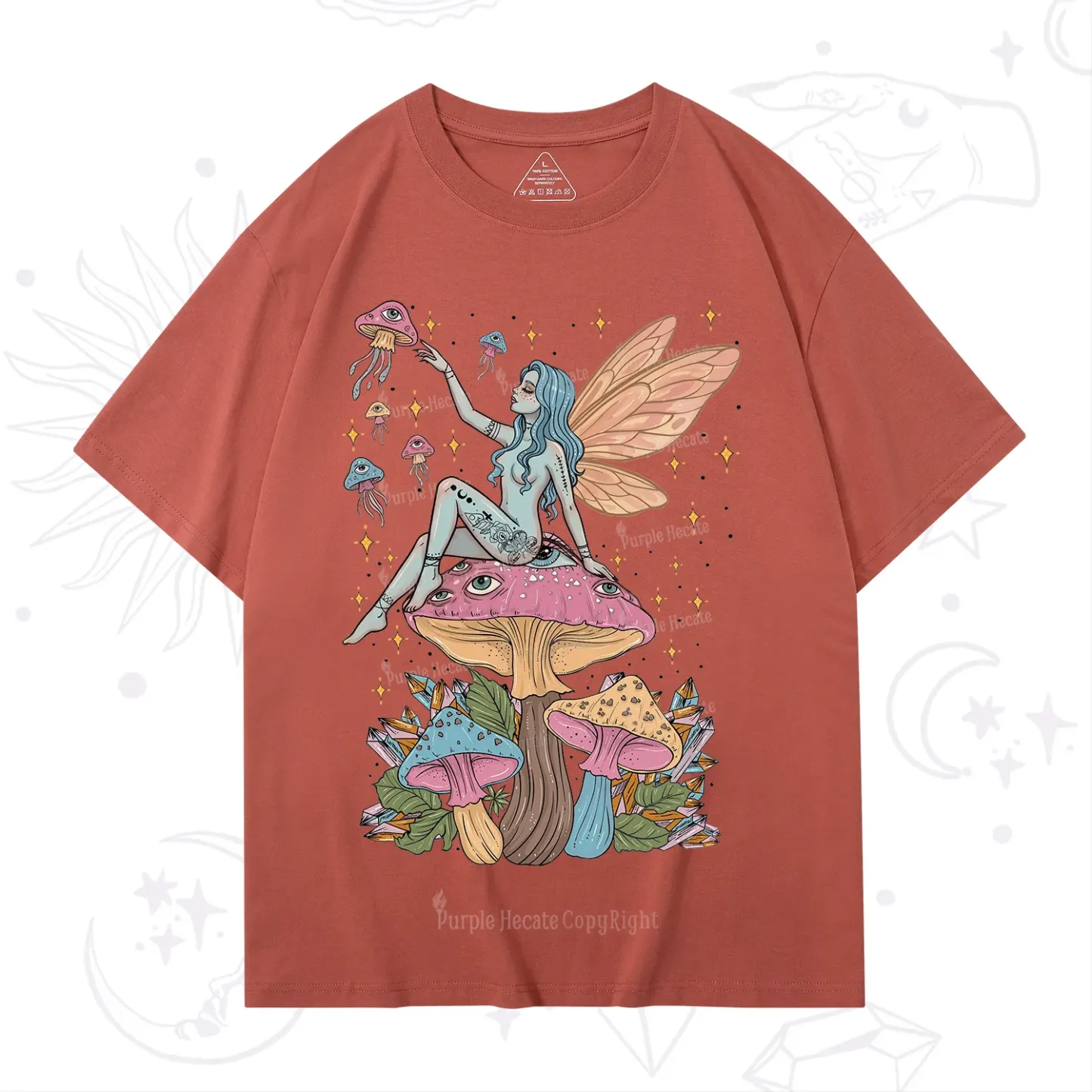 Purplehecate Celestial Fairy on Mushroom T-Shirt