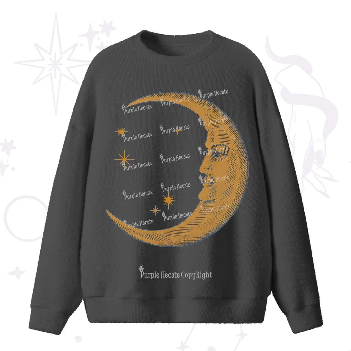 Purplehecate Celestial Moon Fuzzy Ugly Sweater