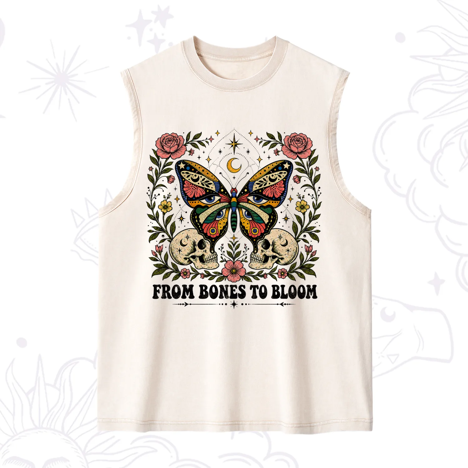 Purplehecate From Bones to Bloom Butterfly Washed Tank