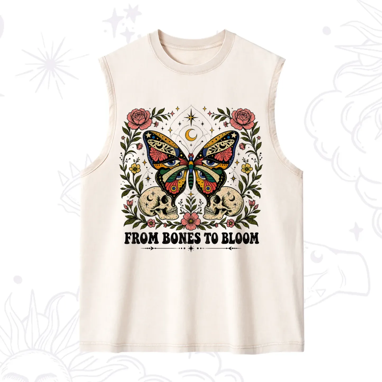 Purplehecate From Bones to Bloom Butterfly Washed Tank
