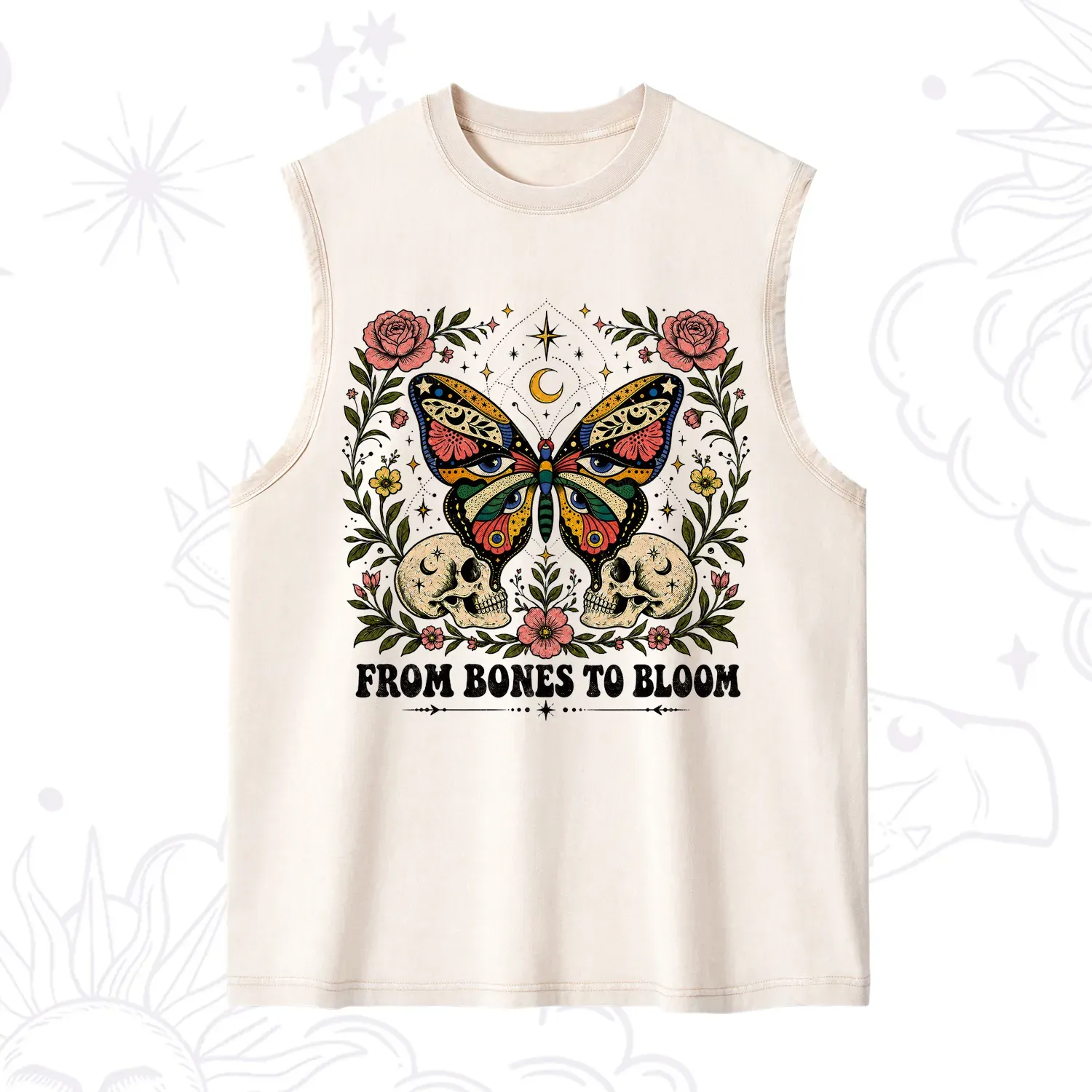 Purplehecate From Bones to Bloom Butterfly Washed Tank