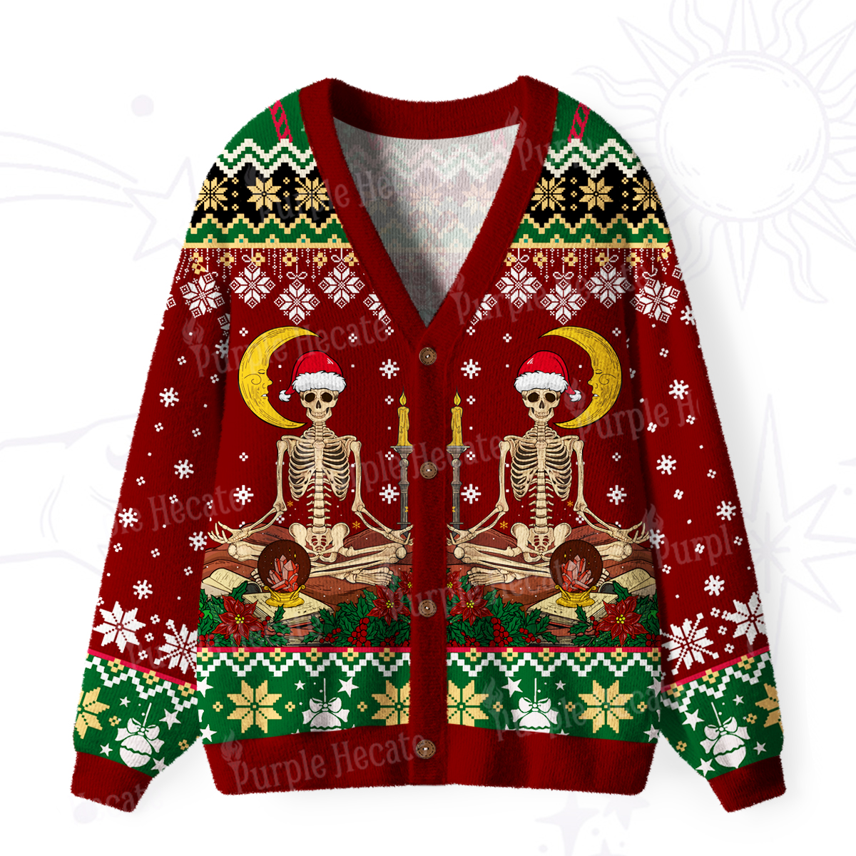 Purplehecate The Reader Tarot Christmas Ugly Cardigan Sweaters