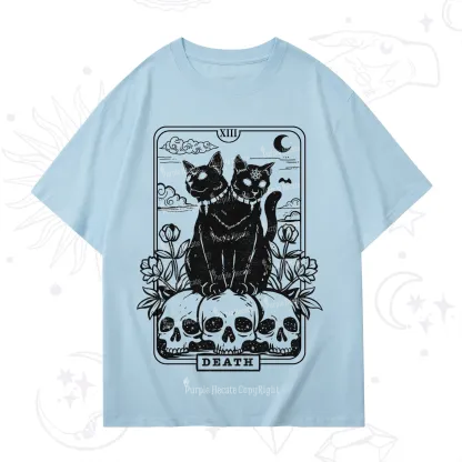 Purplehecate The Black Cat Death Tarot Card T-Shirt