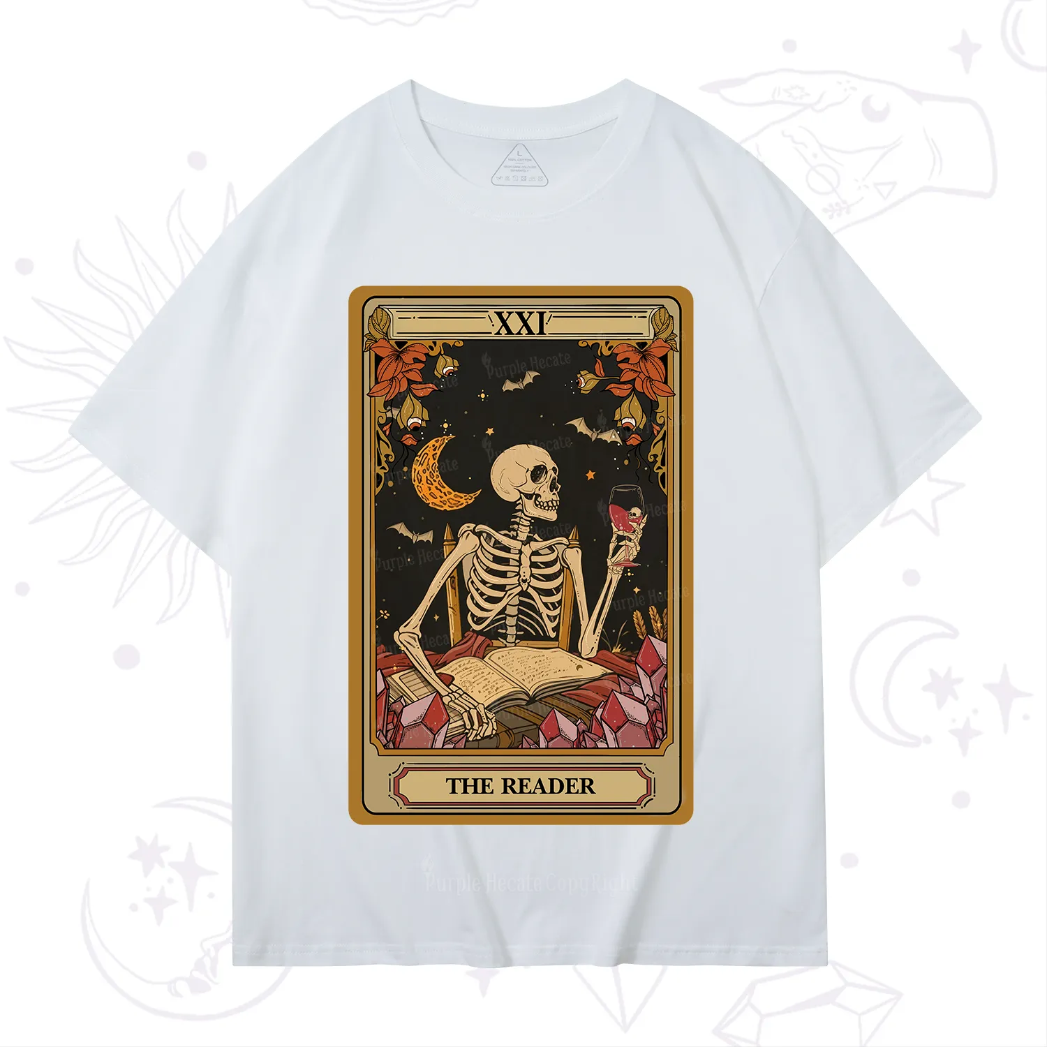 Purplehecate The Reader Tarot Skeleton T-Shirt