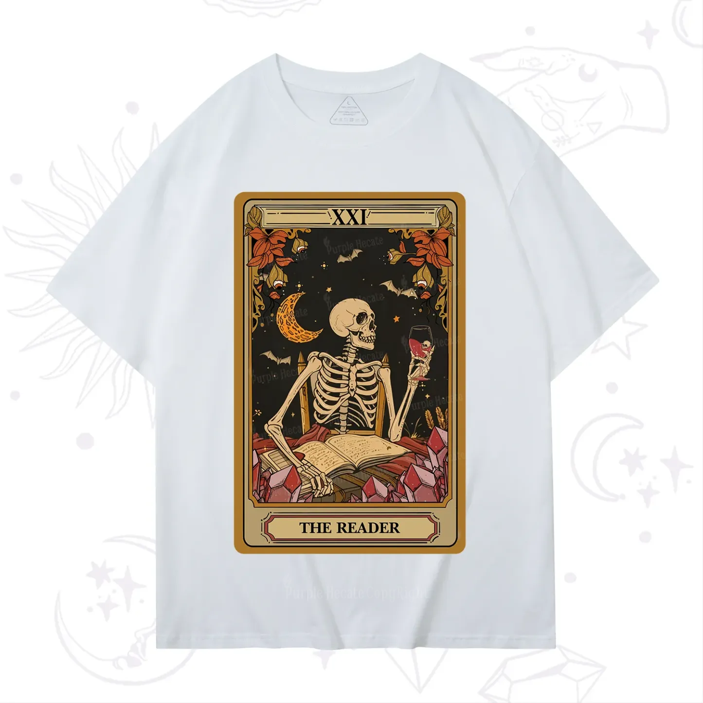Purplehecate The Reader Tarot Skeleton T-Shirt