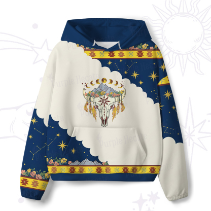 Purplehecate Desert Moon Bull Skull All-Over Print Hoodie