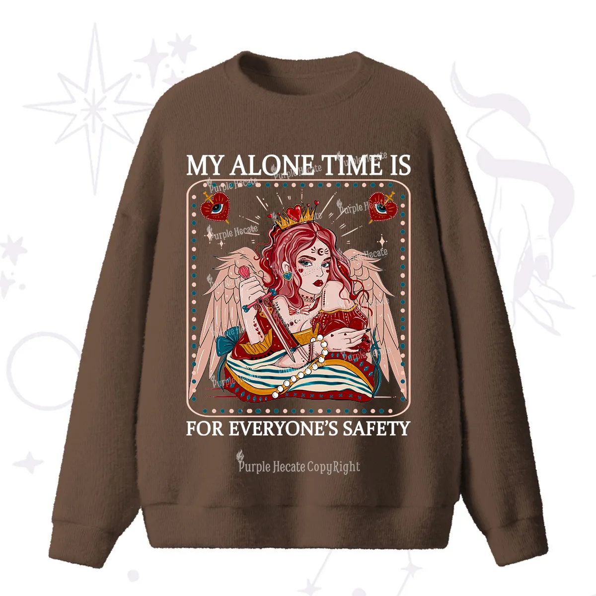 Purplehecate My Alone Time Is For Everyone's Safety Fuzzy Ugly Sweater