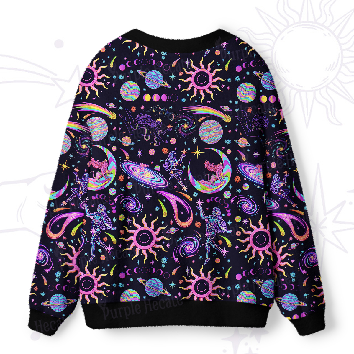 Purplehecate Celestial Magic Universe Ugly Cardigan Sweaters