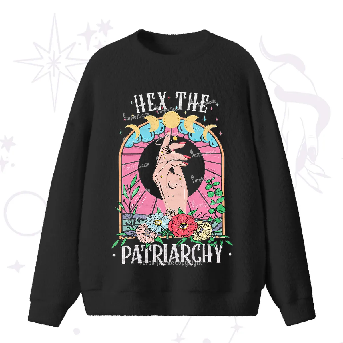 Purplehecate Hex The Patriarchy Fuzzy Ugly Sweater