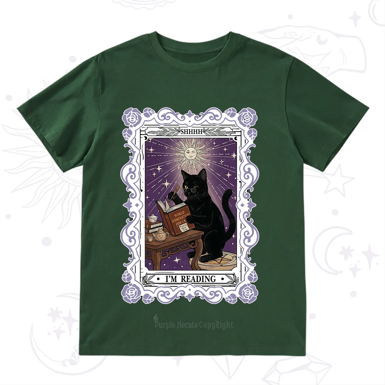Purplehecate The Reading Cat Tarot T-Shirt