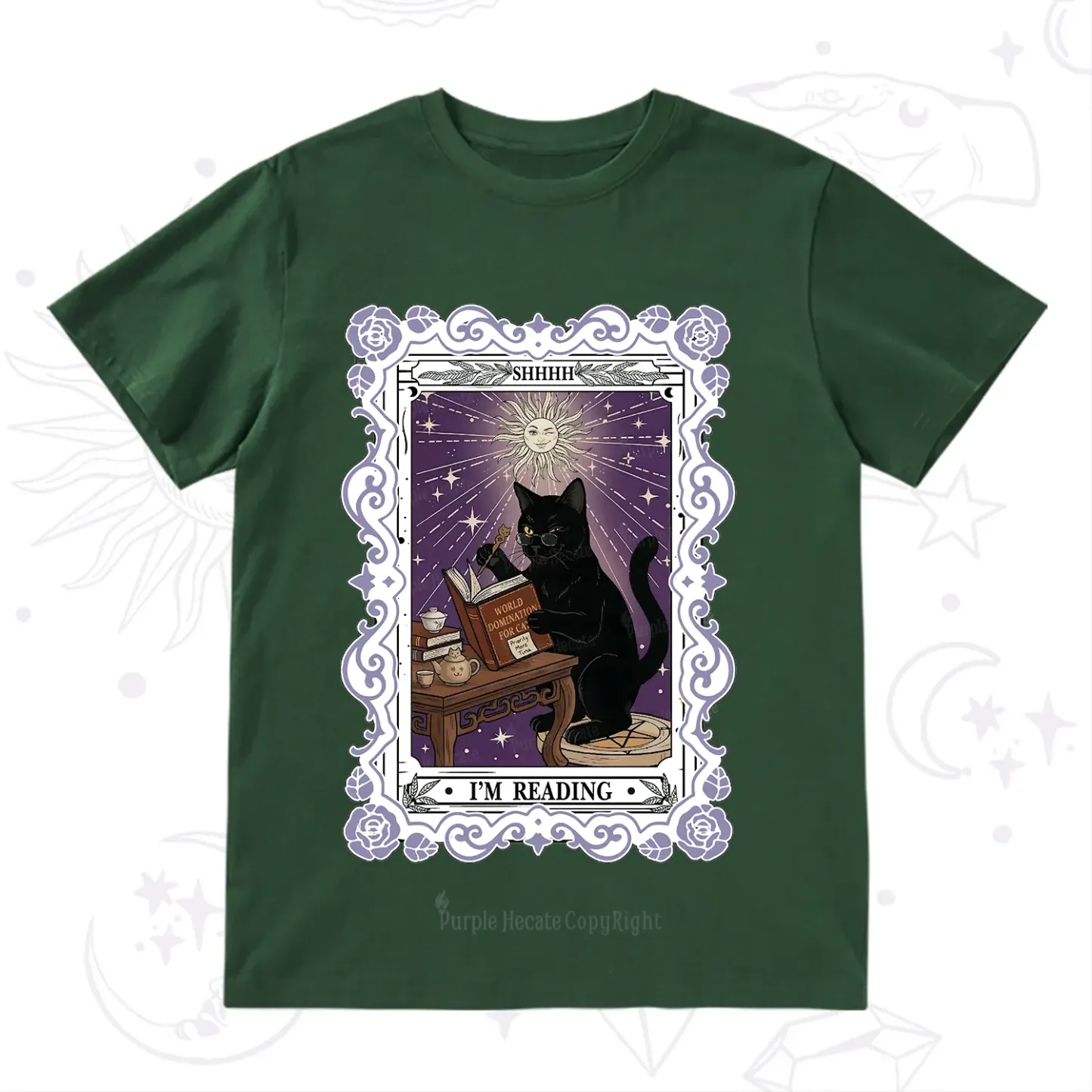 Purplehecate The Reading Cat Tarot T-Shirt