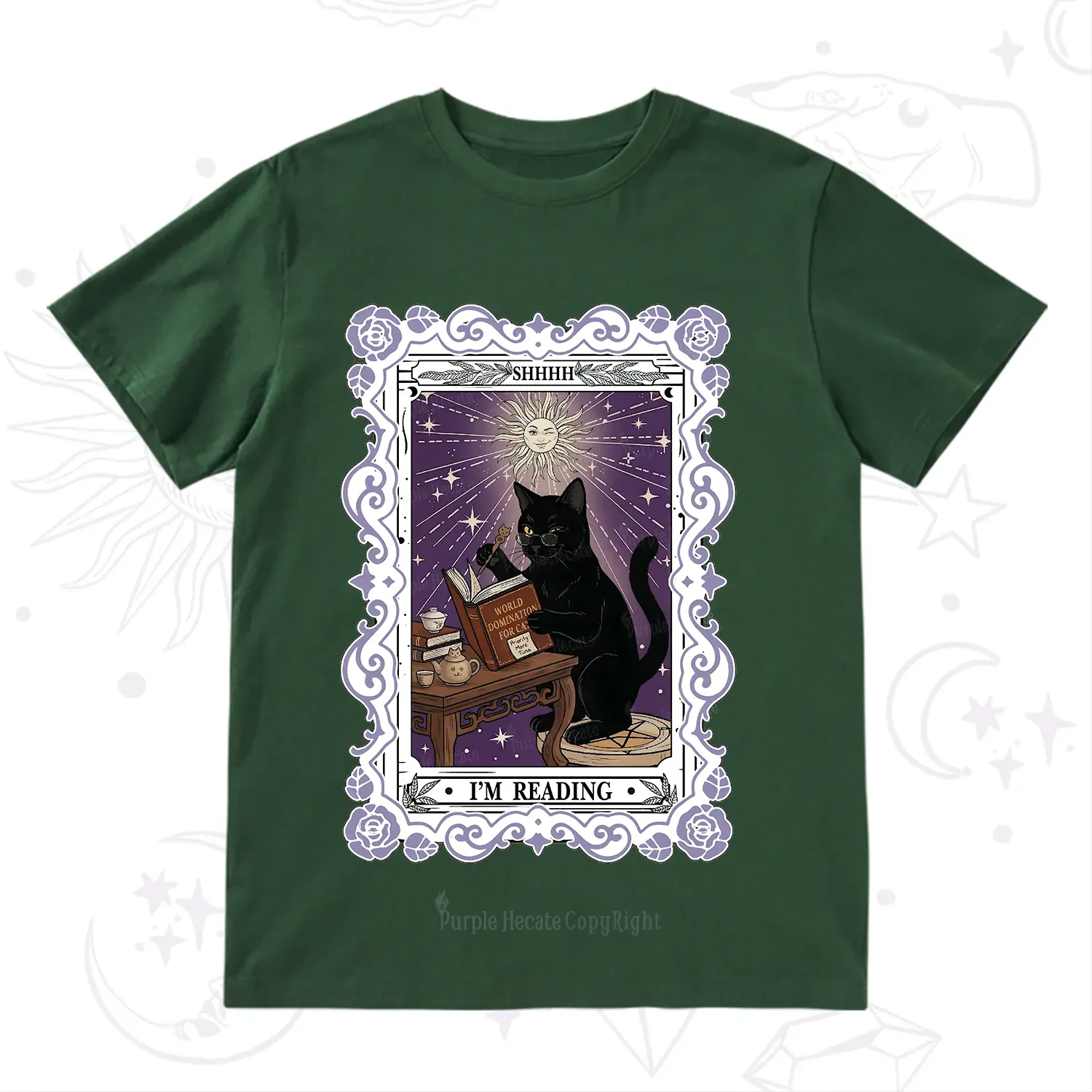 Purplehecate The Reading Cat Tarot T-Shirt