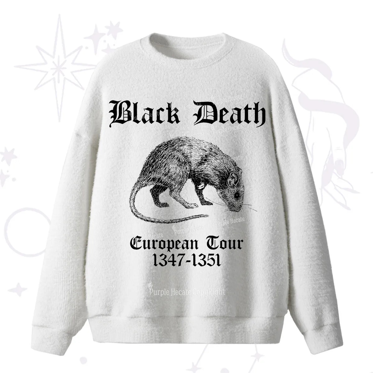 Purplehecate Black Death European Tour Fuzzy Ugly Sweater