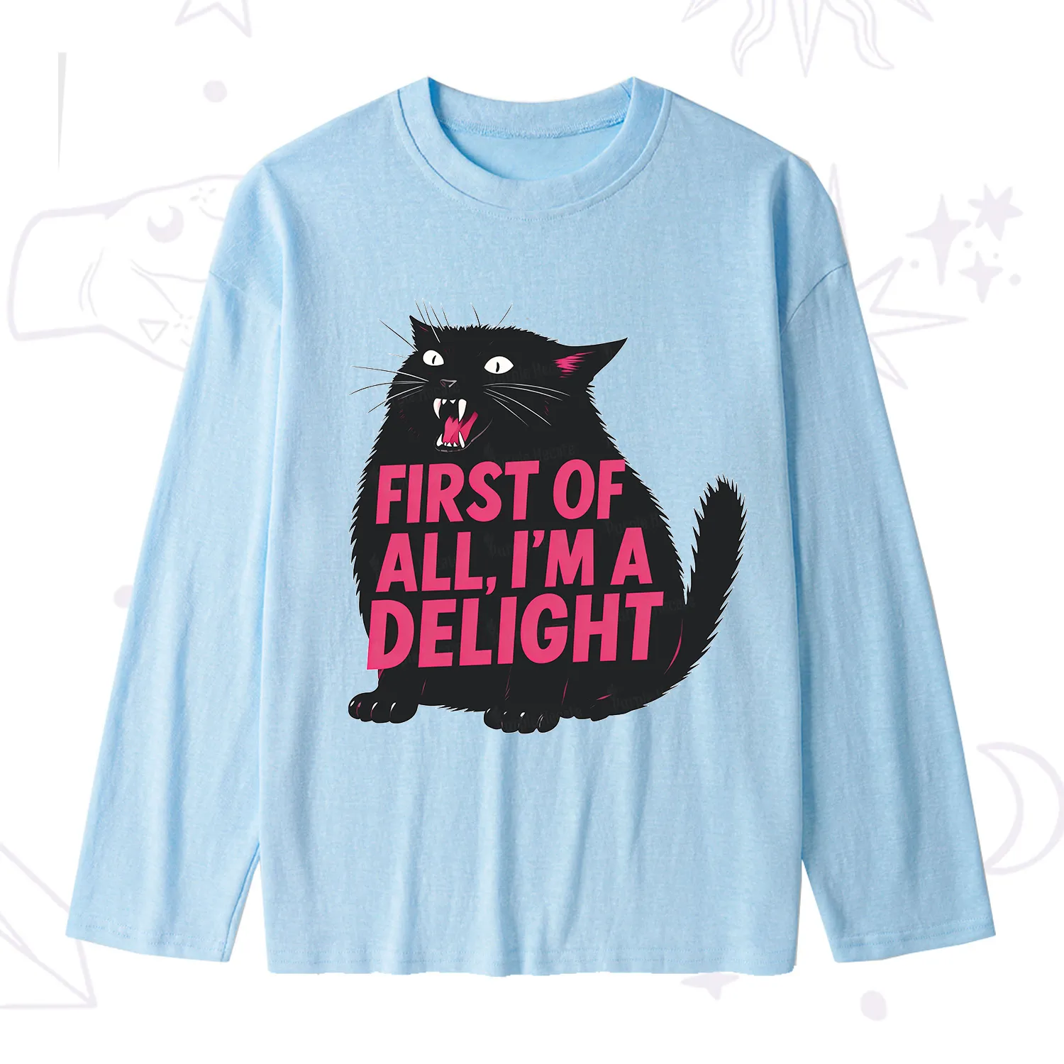 Purplehecate First Of All I'm A Delight Cat Slub Long Sleeve T-Shirt