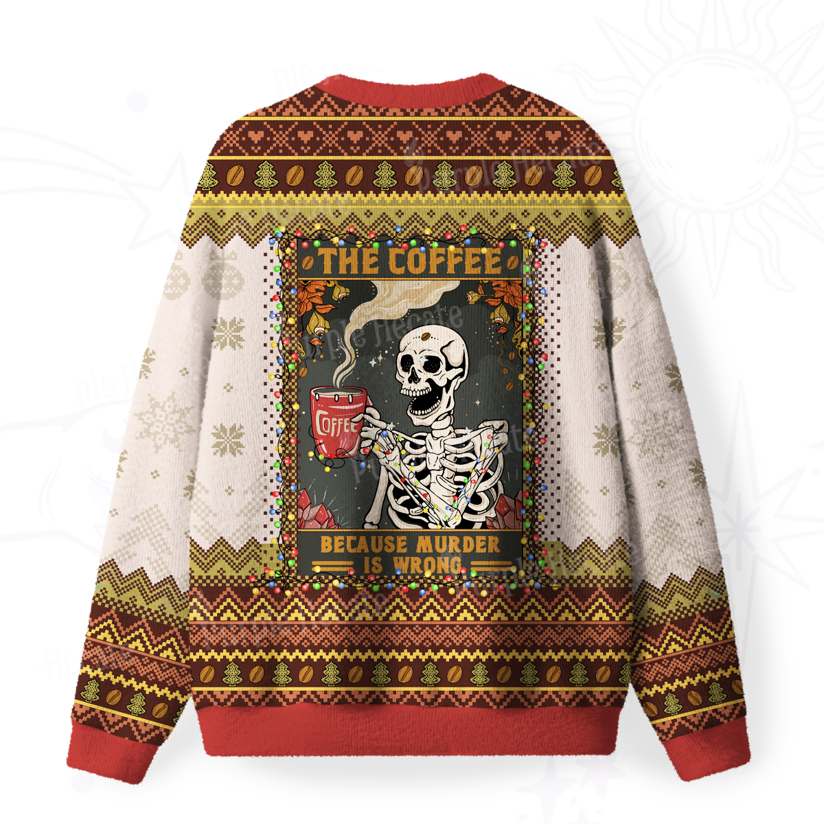 Purplehecate The Coffee Because Murder Is Wrong Oracle Card Fuzzy Ugly Christmas Sweatshirt