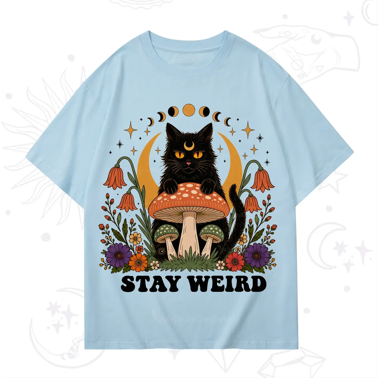 Purplehecate Stay Weird Black Cat T-Shirt