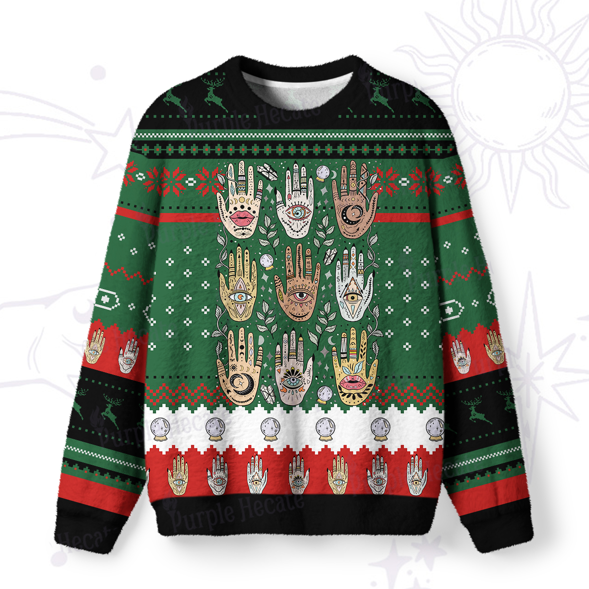 Purplehecate Helping Hands Ugly Christmas Sweatshirts