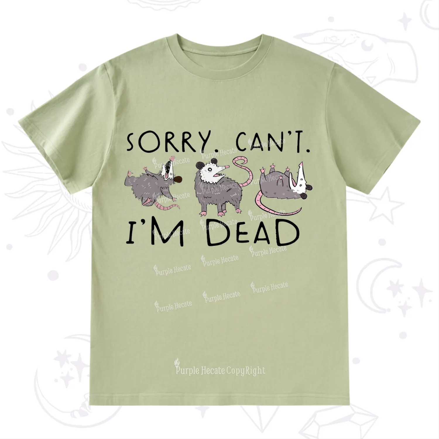 Purplehecate Funny Possum Sorry I Can't I'm Dead T-Shirt