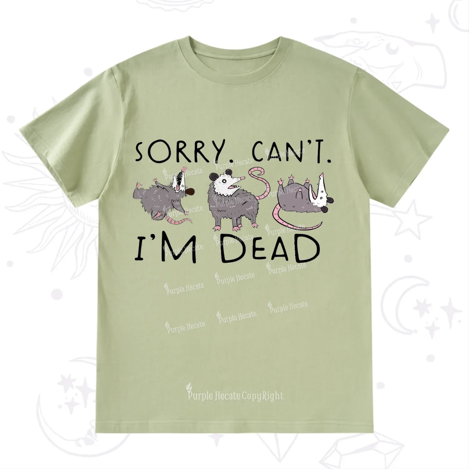 Purplehecate Funny Possum Sorry I Can't I'm Dead T-Shirt