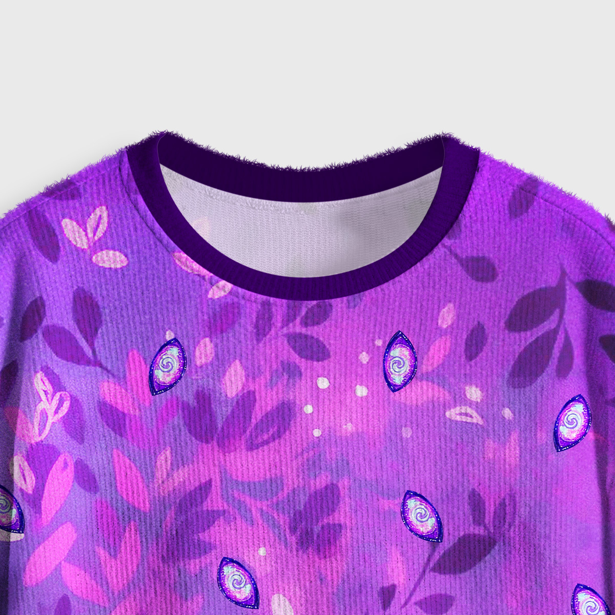 Purplehecate Witch’s Mystic Third-Eye Familiar Crop Fuzzy Ugly Sweatshirt