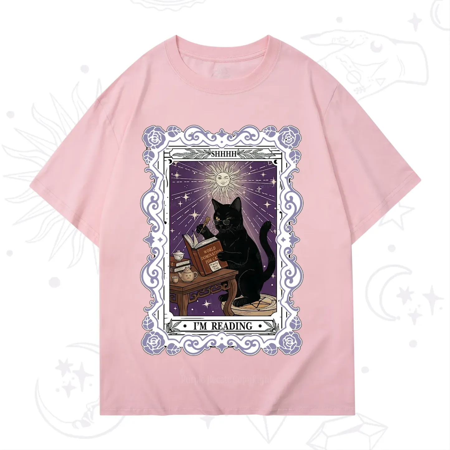 Purplehecate The Reading Cat Tarot T-Shirt