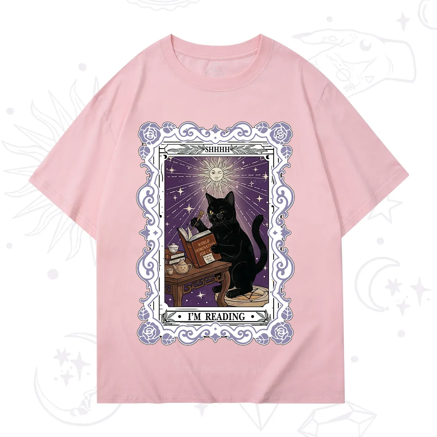 Purplehecate The Reading Cat Tarot T-Shirt