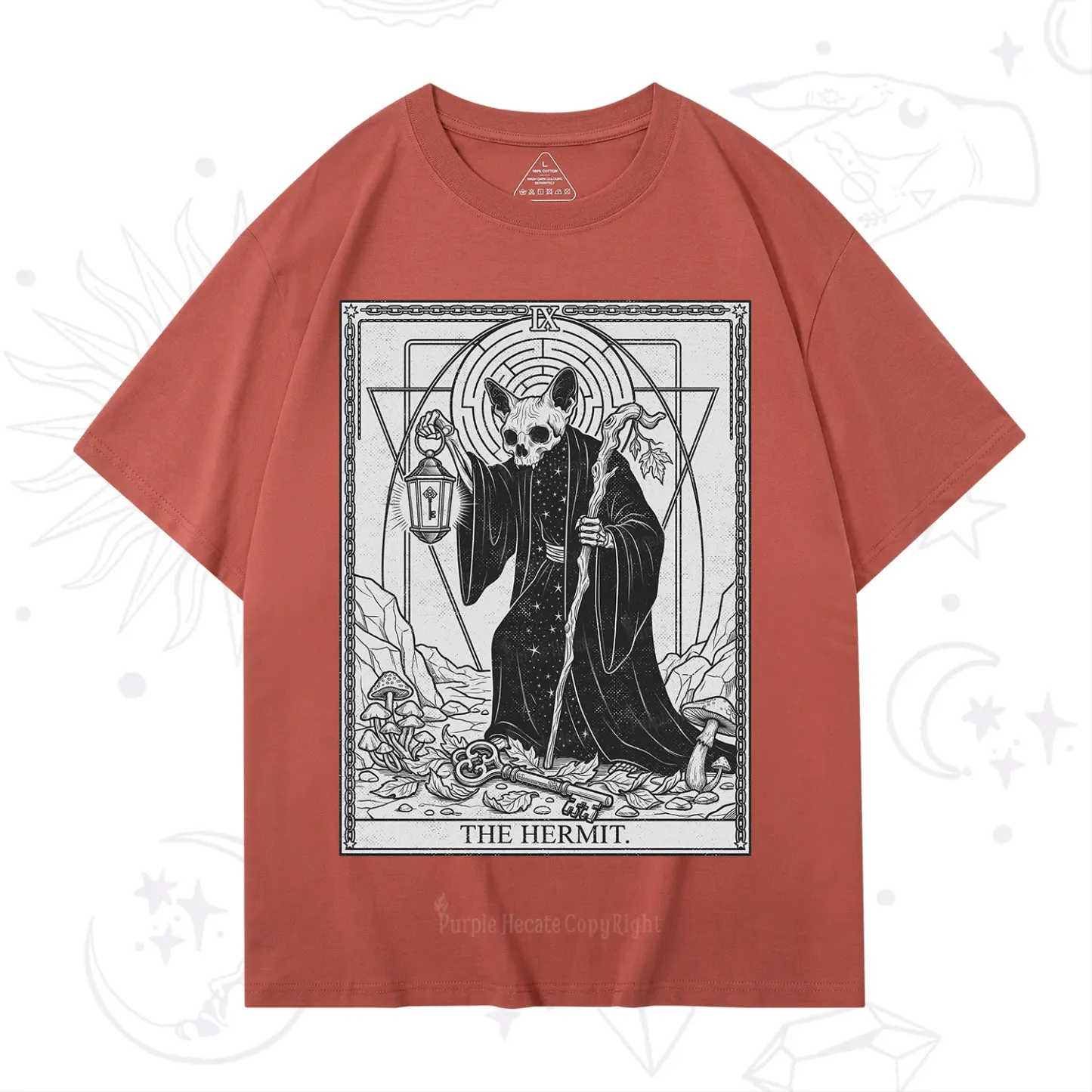 Purplehecate The Hermit Skeleton Cat Tarot T-Shirt