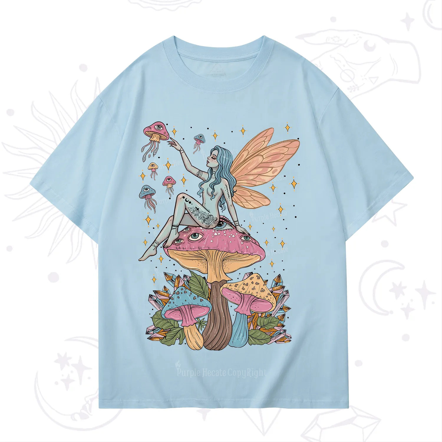 Purplehecate Celestial Fairy on Mushroom T-Shirt