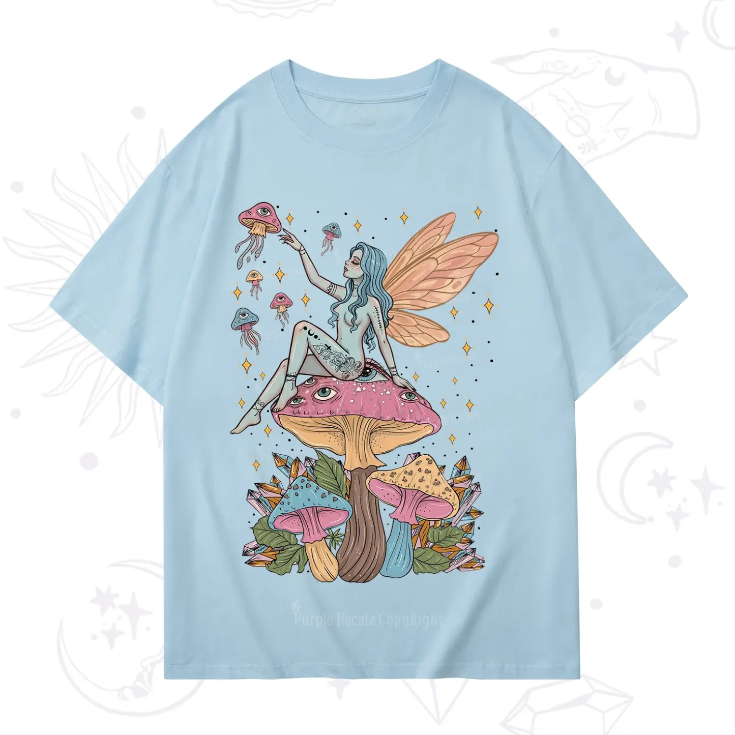 Purplehecate Celestial Fairy on Mushroom T-Shirt