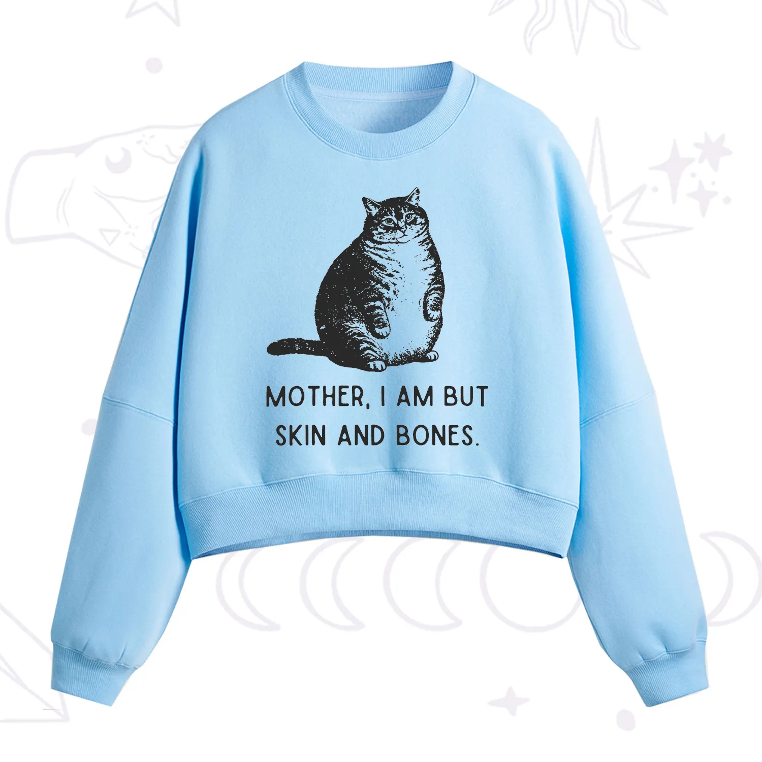 Purplehecate Cat Mother I Am But Skin And Bones Fleece Cropped Sweatshirt